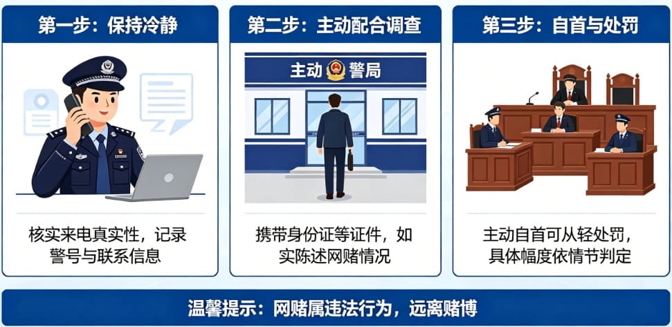 网赌被警察打电话要求配合调查怎么办？自首能否从轻处罚全面解析