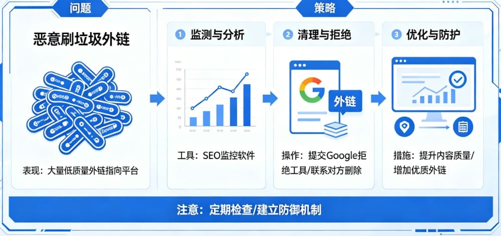 博彩平台的“负面SEO”防御：竞争对手恶意刷垃圾外链怎么办？
